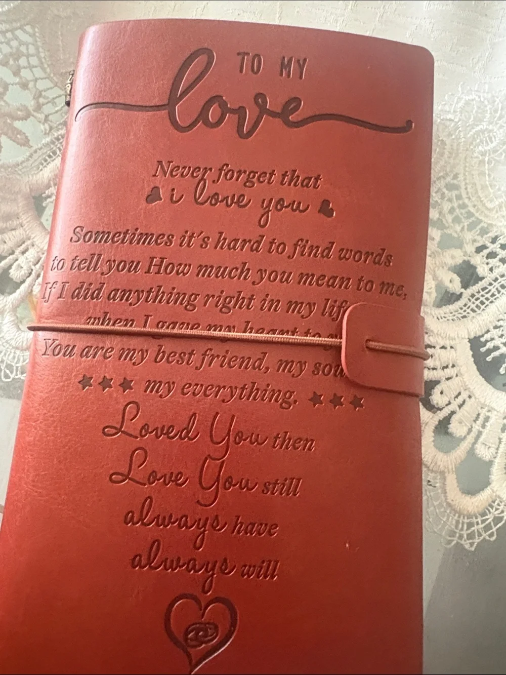 To My  Love You... .Engraved Leather Journal Notebook new